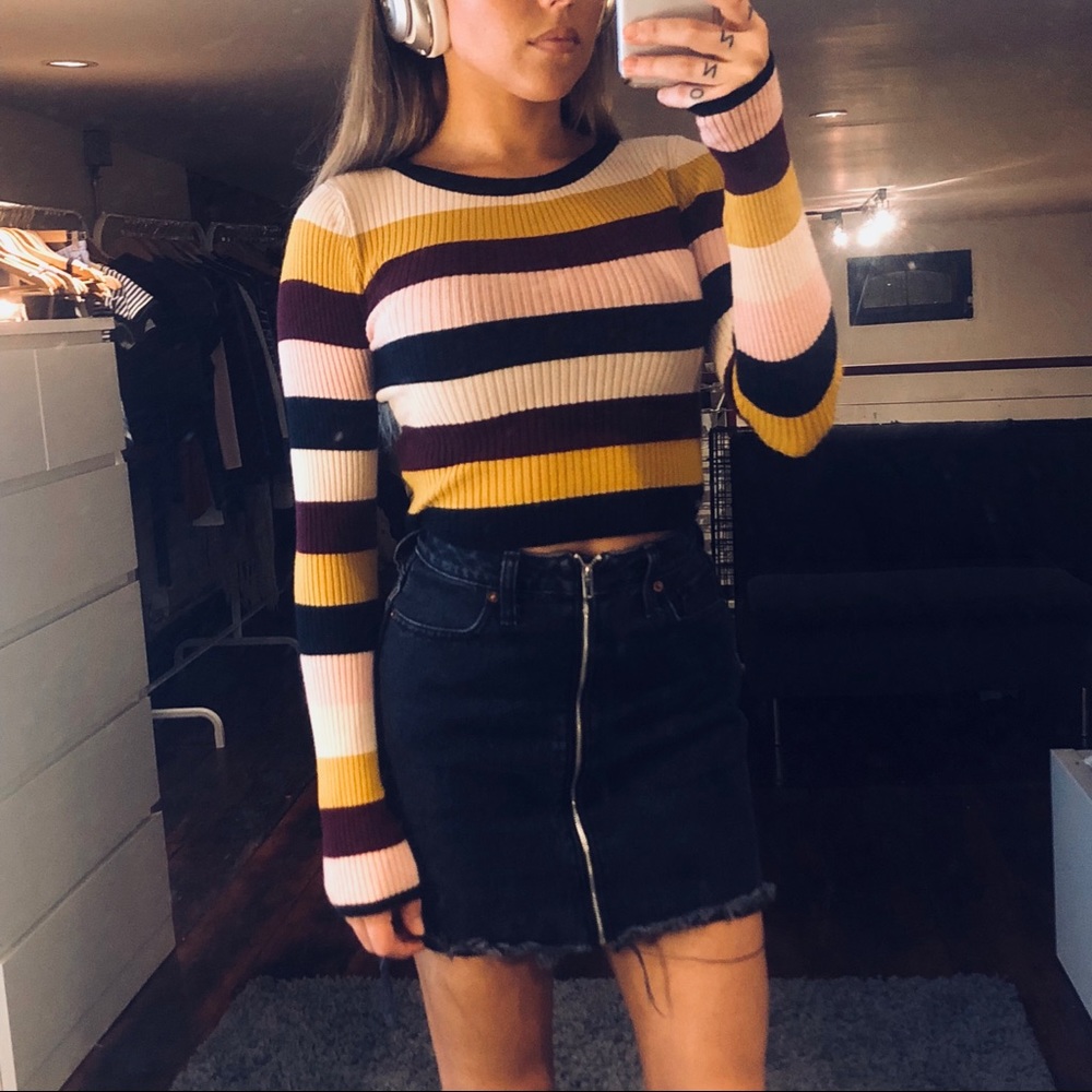 Striped sweater crop top